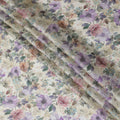 Cream synthetic organza fabric with multicolor print in floral design-D16760 Regal Fabrics
