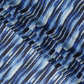 Blue Premium pure silk chiffon with pearl grey and black print in stripe design-D16988