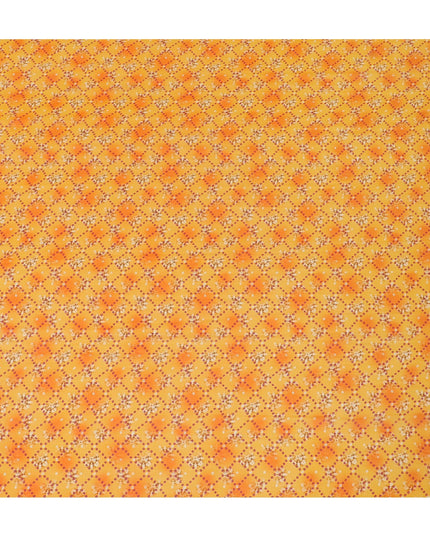Light orange Premium pure silk chiffon fabric with multicolor print in floral design-D16994