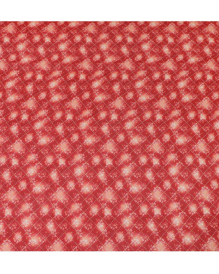 Crimson red Premium pure silk chiffon fabric with multicolor print in floral design-D16995