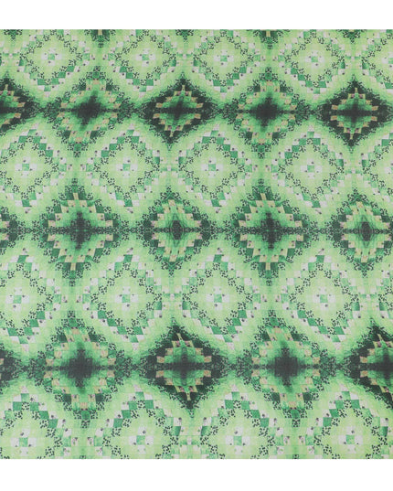 قماش شيفون من الحرير الخالص الفاخر باللون الأخضر الباستيل مع طباعة متعددة الألوان بتصميم الأزهار-D16996
