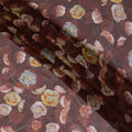 Maroon Premium pure wrinkle silk chiffon fabric with multicolor print in floral design-D16999