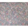 Fossil grey Premium pure wrinkle silk chiffon fabric with multicolor print in floral design-D17003