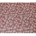 Barn red Premium pure wrinkle silk chiffon fabric with multicolor print in floral design-D17004