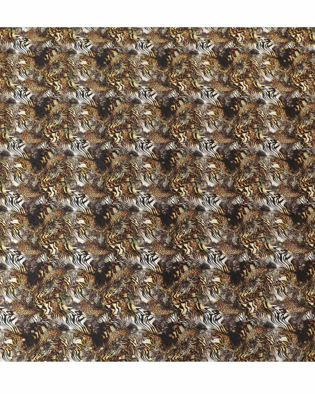 قماش ساتان حريري نقي ممتاز مطبوع متعدد الألوان مع لوريكس معدني ذهبي بتصميم جلد الحيوان-D17066