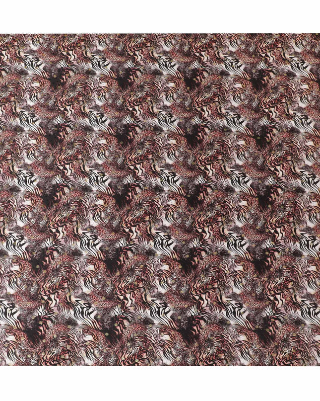 قماش ساتان حريري نقي ممتاز مطبوع متعدد الألوان مع لوريكس معدني ذهبي بتصميم جلد الحيوان-D17068