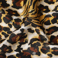 Off white Premium pure silk satin fabric with multicolor print having gold metallic lurex in animal skin design-D17069