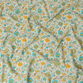 White Premium pure silk crepe fabric with multicolor print in floral design-D17190 Regal Fabrics