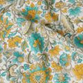 White Premium pure silk crepe fabric with multicolor print in floral design-D17190 Regal Fabrics