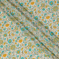 White Premium pure silk crepe fabric with multicolor print in floral design-D17190 Regal Fabrics