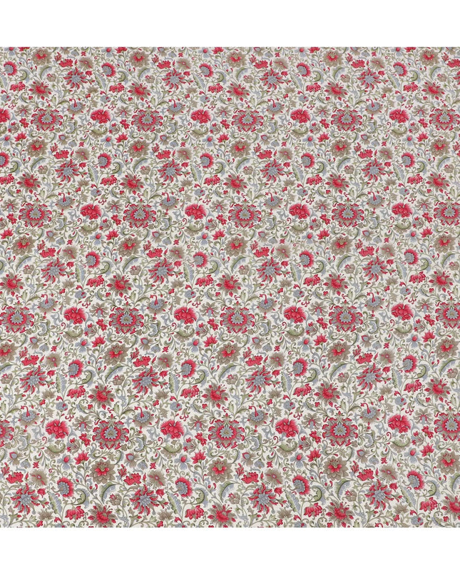 White Premium pure silk crepe fabric with multicolor print in floral design-D17194 Regal Fabrics