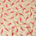 Light peach Premium pure silk crepe fabric with multicolor print in floral design-D17198 Regal Fabrics