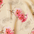 Light peach Premium pure silk crepe fabric with multicolor print in floral design-D17198 Regal Fabrics