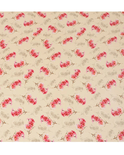 Light peach Premium pure silk crepe fabric with multicolor print in floral design-D17198 Regal Fabrics