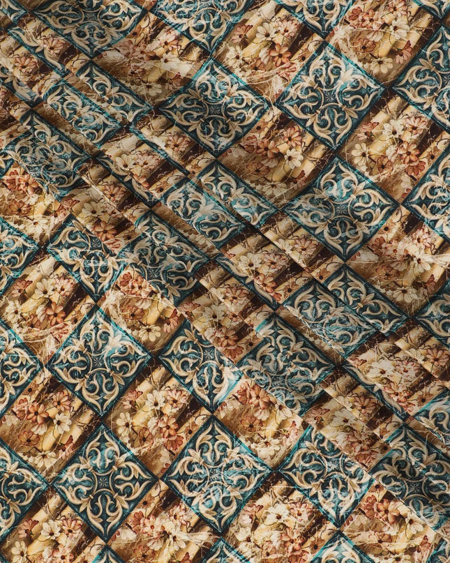 Multicolor Printed Premium pure silk crepe fabric in abstract design-D17200 Regal Fabrics