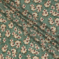 Jade green Premium pure silk crepe fabric with multicolor print in floral design-D17201