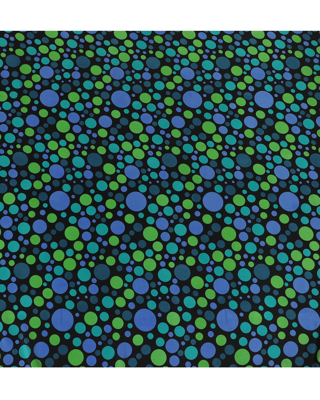 Black Premium pure silk crepe fabric with multicolor print in dot design-D17206