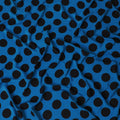 Blue Premium pure silk crepe fabric with black print in dot design-D17207
