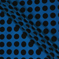 Blue Premium pure silk crepe fabric with black print in dot design-D17207
