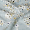 Azure Allure Metallic Pure Silk Satin Fabric: Cool Elegance - D17609