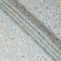 Azure Allure Metallic Pure Silk Satin Fabric: Cool Elegance - D17609