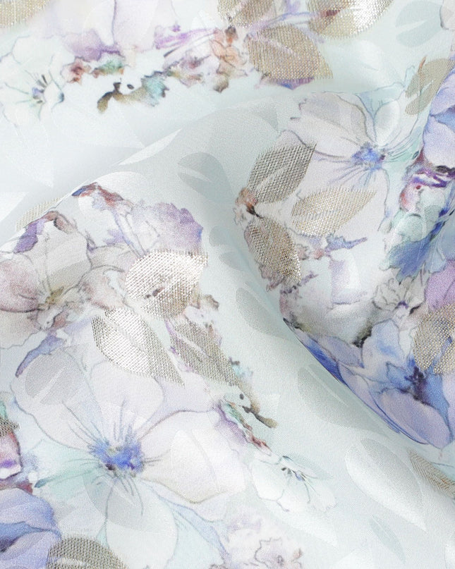 قماش ساتان من الحرير الخالص باللون الأزرق المعدني: إشعاع دقيق - D17610