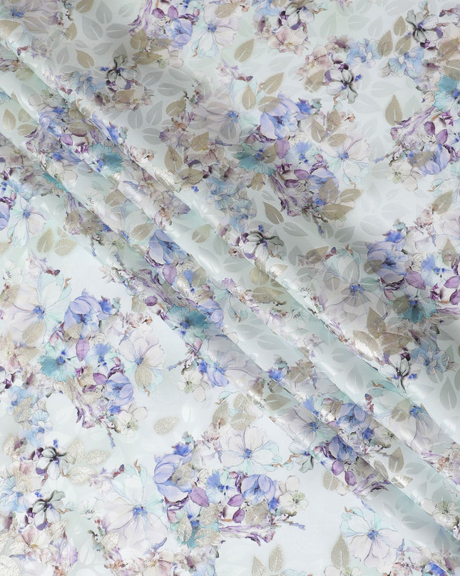 قماش ساتان من الحرير الخالص باللون الأزرق المعدني: إشعاع دقيق - D17610