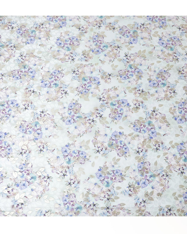 قماش ساتان من الحرير الخالص باللون الأزرق المعدني: إشعاع دقيق - D17610