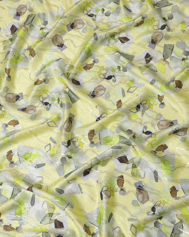 Lime Green Pure Silk Satin Fabric: Zesty and Fresh - D17616