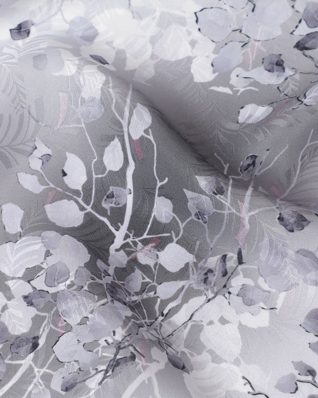 ساتان حرير جاكار فضي ضبابي: أناقة منسوجة من كوريا الجنوبية - D17619