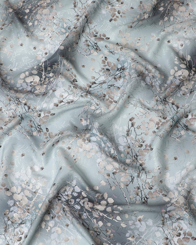 ساتان حرير جاكار بلون أزرق مخضر محيطي: صناعة يدوية كورية جنوبية - D17620