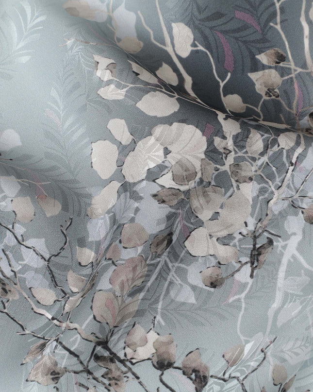 ساتان حرير جاكار بلون أزرق مخضر محيطي: صناعة يدوية كورية جنوبية - D17620