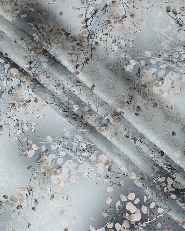 ساتان حرير جاكار بلون أزرق مخضر محيطي: صناعة يدوية كورية جنوبية - D17620