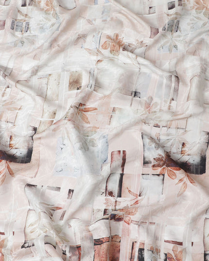 Light Peach Blossom Jacquard Silk Satin: South Koreas Textile Art - D17622