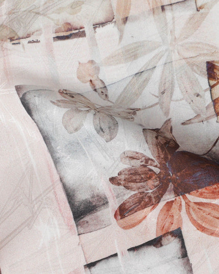 Light Peach Blossom Jacquard Silk Satin: South Koreas Textile Art - D17622