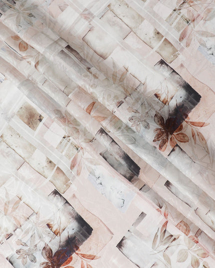 Light Peach Blossom Jacquard Silk Satin: South Koreas Textile Art - D17622