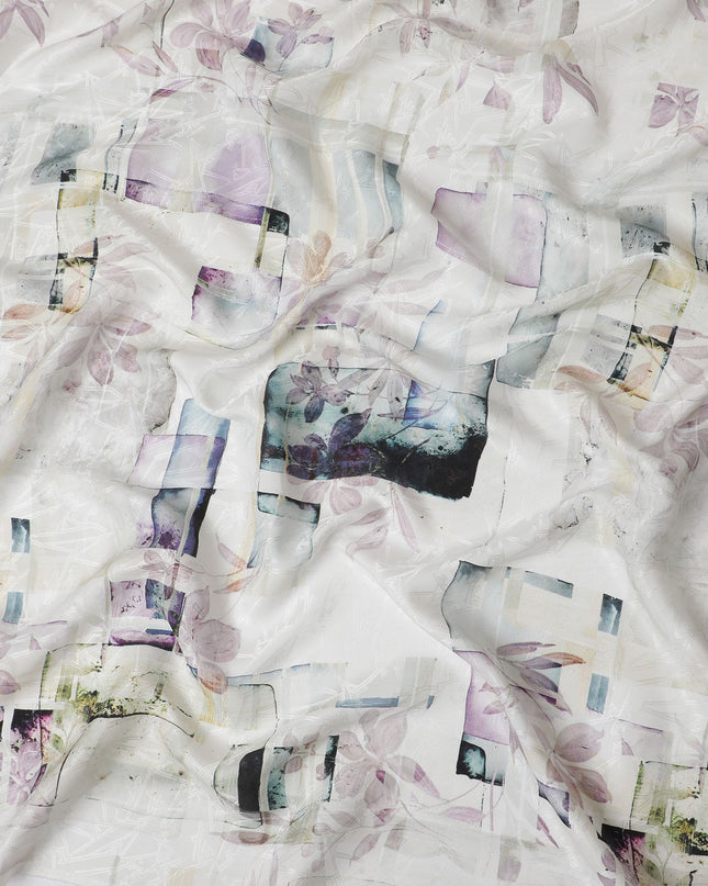 ساتان حرير جاكار باللون الأبيض الفاتح: منسوج فاخر من كوريا الجنوبية - D17624