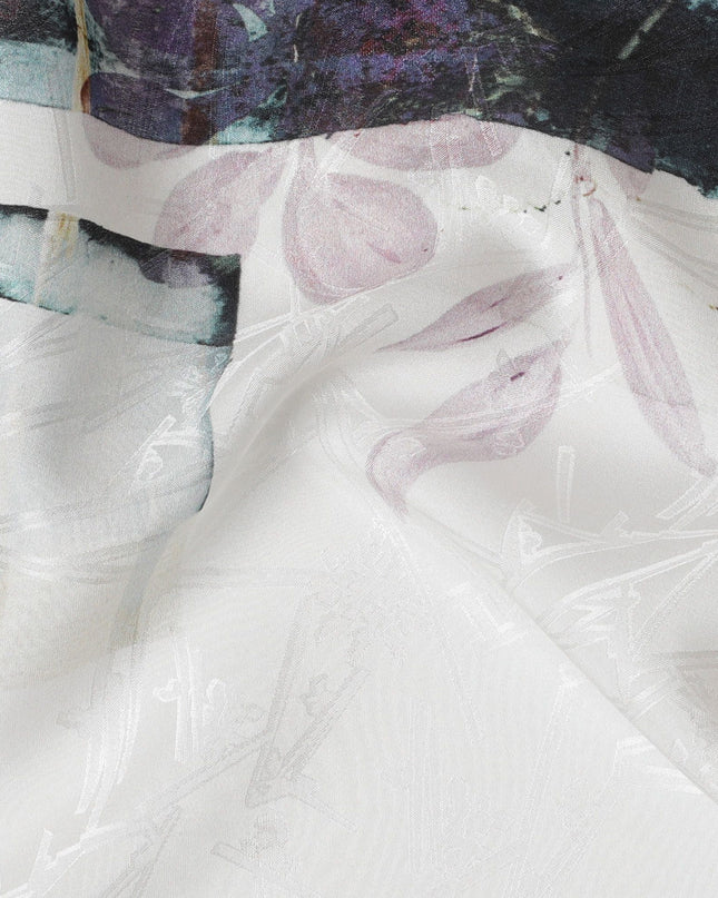 ساتان حرير جاكار باللون الأبيض الفاتح: منسوج فاخر من كوريا الجنوبية - D17624