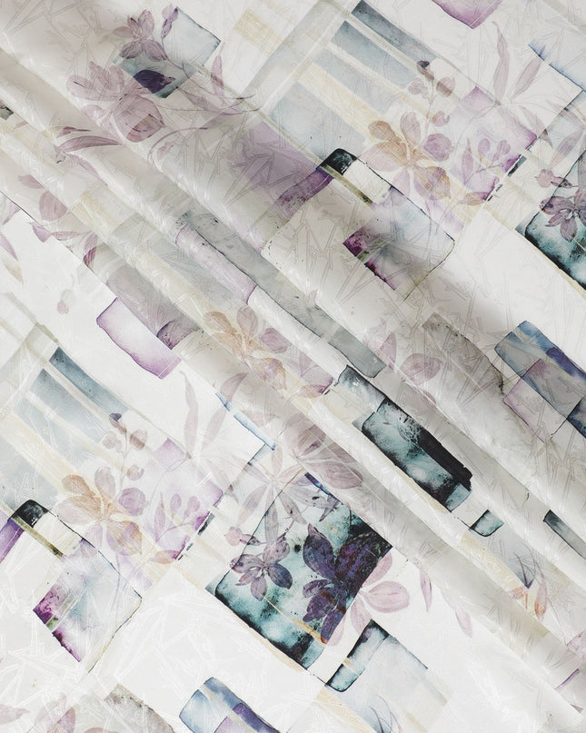 ساتان حرير جاكار باللون الأبيض الفاتح: منسوج فاخر من كوريا الجنوبية - D17624