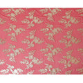 South Korean Metallic Gold Embroidery on Pure Silk Chiffon Fabric, Coral Red - 140cm Wide-D17776