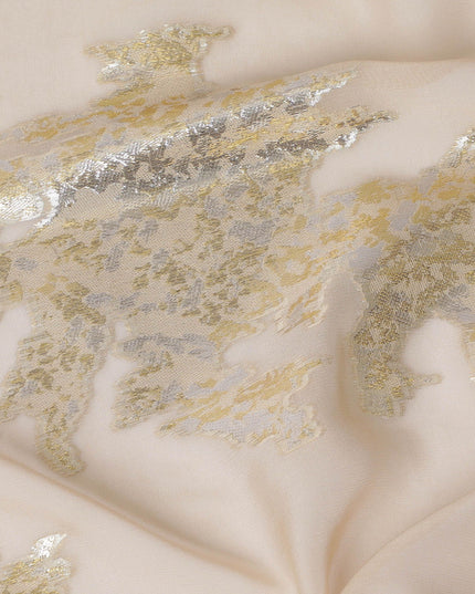 تصميم أنيق على شكل أوراق ذهبية من قماش الشيفون الحريري الخالص - لمسات معدنية، عرض 140 سم، صنع في كوريا الجنوبية-D17779