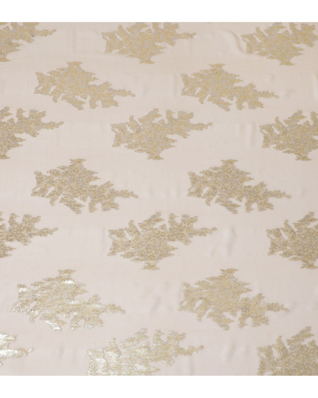 تصميم أنيق على شكل أوراق ذهبية من قماش الشيفون الحريري الخالص - لمسات معدنية، عرض 140 سم، صنع في كوريا الجنوبية-D17779