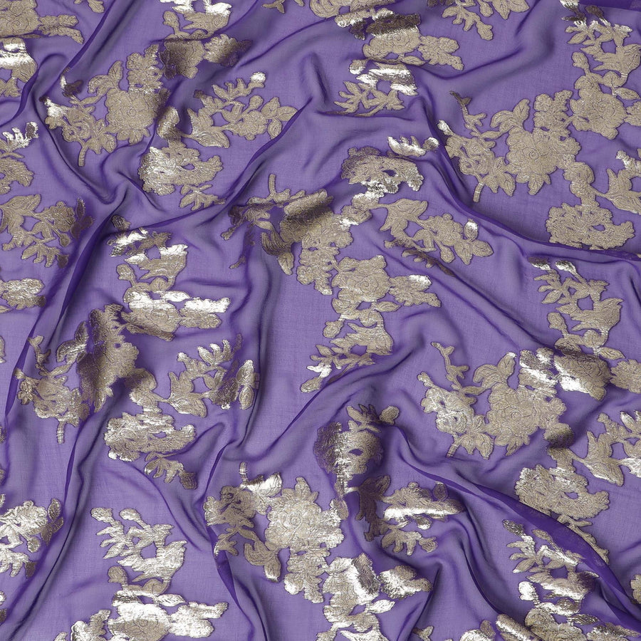 قماش شيفون حريري أرجواني وذهبي لامع، عرض 140 سم - صنع في كوريا الجنوبية-D17780