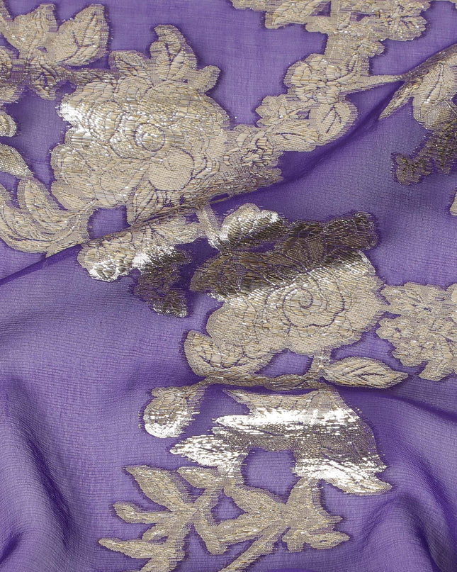 قماش شيفون حريري أرجواني وذهبي لامع، عرض 140 سم - صنع في كوريا الجنوبية-D17780