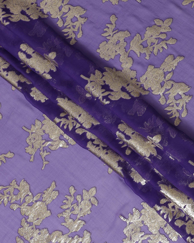 قماش شيفون حريري أرجواني وذهبي لامع، عرض 140 سم - صنع في كوريا الجنوبية-D17780