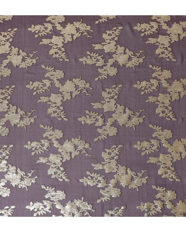 شيفون حريري بنفسجي متطور مع نباتات فضية لامعة، بعرض 140 سم، مصنوع في كوريا الجنوبية-D17783