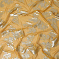 Goldenrod Silk Chiffon Fabric with Silver Embroidery, 140cm Wide - Luxurious South Korean Textile-D17785