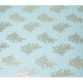 Aqua Blue Silk Chiffon Fabric with Silver Gilded Embellishments, 140cm Wide - Exquisite South Korean Craft-D17786