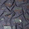 Embroidered Gunmetal Grey Silk Chiffon with Paisley Accents, 140cm - South Korean Elegance-D17787 Regal Fabrics