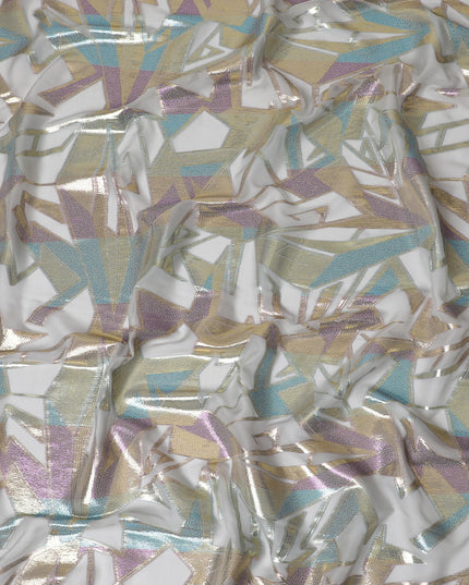 Holographic Geometric Silk Chiffon Fabric, 140cm - Futuristic South Korean Design-D17788